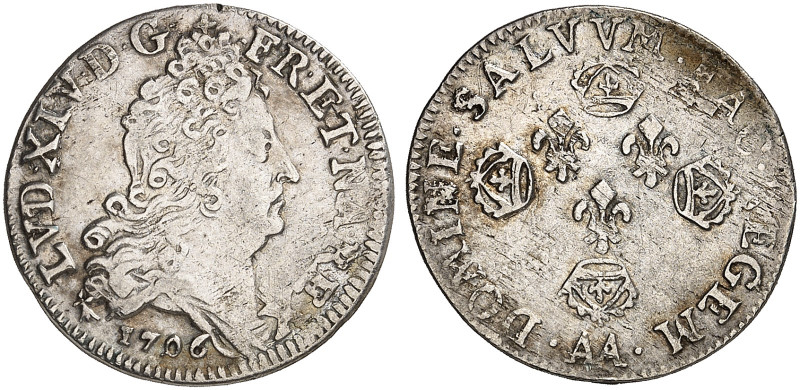 METZ. - Königlich französische Münzstätte. Louis XIV., 1643-1715 
10 Sols aux 4...