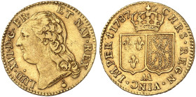 METZ. - Königlich französische Münzstätte. Louis XVI., 1774-1793 
Louis d'or à la tête nue 1787, AA.
Friedb. 475, Dupl. 1706, Gad. 361 Gold ss