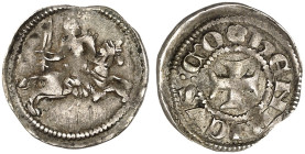 VAUDÉMONT. - Grafschaft. Henri I./II., 1246-1279-1299 
Denier. Reiter / Kreuz hENRICVS:CO Rosette.
Flon S. 304, Slg. Robert 1816 (Luxemburg), Hermer...