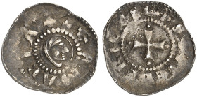 VERDUN. - Bistum. Thierry, 1047-1088 
Marienpfennig. Verschleierter Kopf / Kreuz.
Flon 325/22, Dannenbg. 107, Slg. Robert 1086 Patina, schönes Portr...