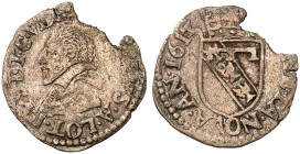 VERDUN. - Bistum. Charles de Lorraine-Chaligny, 1610-1622 
Gros 1617, mit Portrait.
Flon 804/31, Slg. Robert 1153 R ! Ausbruch, f. ss