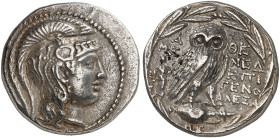 GRIECHISCHE MÜNZEN. ATTIKA. - Athenai. 
Tetradrachme, vom Neuen Stil, 167-166 v. Chr. Athenakopf / Eule auf Amphora, Magistrate Mened-Epigeno-Alexa-A...