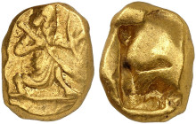 GRIECHISCHE MÜNZEN. ACHAIMENIDENREICH. Zeit von Artaxerxes I. bis Dareios III., 450 - 330 v. Chr. 
Goldstater = Dareike. Großkönig im Knielauf mit Sp...