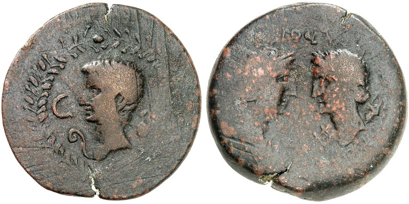 GRIECHISCHE MÜNZEN. AFRIKA. - Oea (Tripolis). 
Großbronze. Köpfe von Augustus /...