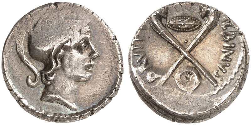 RÖMISCHE MÜNZEN. RÖMISCHE REPUBLIK. D. Iunius Brutus Albinus. 
Denar, 48 v. Chr...