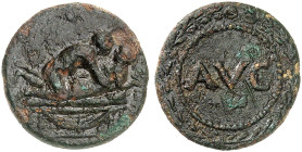 RÖMISCHE MÜNZEN. RÖMISCHE KAISERZEIT. Zeit des Tiberius, 14 - 37. 
Spintria. Erotische Szene / AVG in Kranz.
Simonetta/Riva 6 D AVG (dieses Expl. ab...