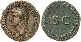 RÖMISCHE MÜNZEN. RÖMISCHE KAISERZEIT. Germanicus, gest. 19 n. Chr. 
As, geprägt unter Caligula. Kopf n. links / SC in Umschrift.
RIC 50; C. 4 10,34 ...
