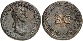 RÖMISCHE MÜNZEN. RÖMISCHE KAISERZEIT. Agrippina Senior, gest. 33. 
Sesterz, geprägt unter Claudius. Rev. SC in Umschrift.
RIC 102; C. 3 29,53 g dunk...