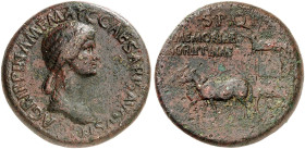 RÖMISCHE MÜNZEN. RÖMISCHE KAISERZEIT. Agrippina Senior, gest. 33. 
Sesterz, geprägt unter Caligula. Rev. Carpentum.
RIC 55; C. 1 27,23 g ss / s