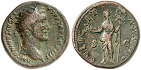 RÖMISCHE MÜNZEN. RÖMISCHE KAISERZEIT. Antoninus Pius, 138 - 161. 
Dupondius. Rev. Stehende Felicitas hält Capricornus und Caduceus.
RIC 800 13,62 g ...
