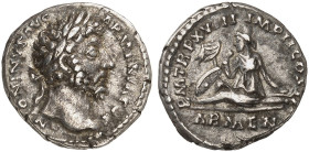 RÖMISCHE MÜNZEN. RÖMISCHE KAISERZEIT. Marcus Aurelius, 161 - 180. 
Denar. Rev. Sitzende Armenia.
RIC 81 3,34 g ss