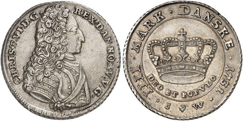 EUROPA. DÄNEMARK. Christian VI., 1730-1746. 
Krone (4 Mark) 1731.
Dav. 1294, H...