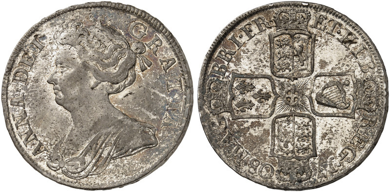 EUROPA. ENGLAND. Anne, 1702-1714. 
1/2 Crown 1708, SEPTIMO.
S. 3604 schöne Pat...