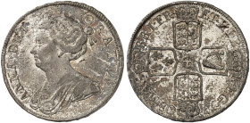 EUROPA. ENGLAND. Anne, 1702-1714. 
1/2 Crown 1708, SEPTIMO.
S. 3604 schöne Patina, kl. Rdf., min. Sfr., f. vz
