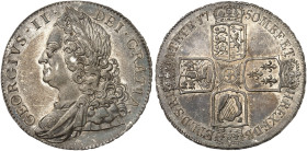 EUROPA. ENGLAND. George II., 1727-1760. 
Crown 1750, V. QVARTO.
Dav. 1350, S. 3691 schöne Patina, vz - prfr