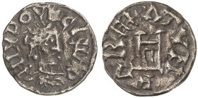 EUROPA. FRANKREICH. - KAROLINGER. Ludwig, "der Fromme", 814-840. 
Obol, Arles. Brustbild / Stadttor.
Depeyrot 60, M. G. 438 RRR ! ss