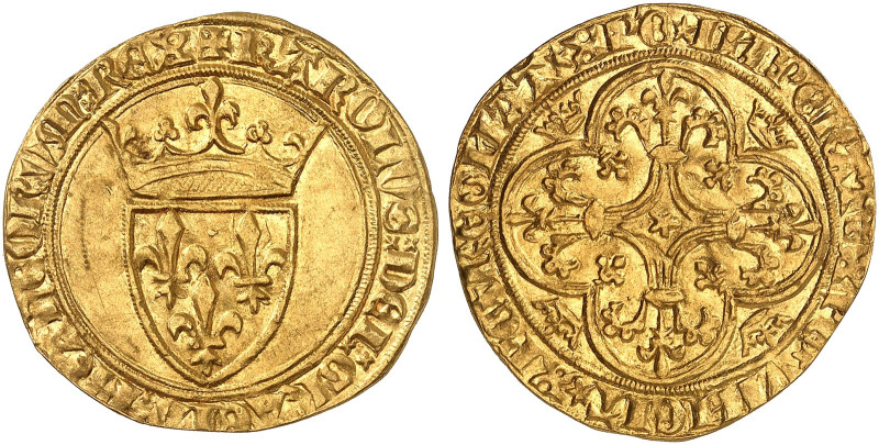 EUROPA. FRANKREICH. - Königreich. Charles VI., 1380-1422. 
Écu d'or à la couron...