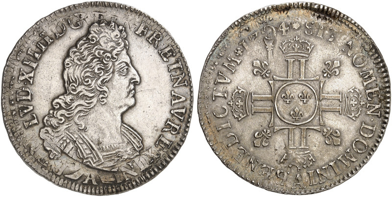 EUROPA. FRANKREICH. - Königreich. Louis XIV., 1643-1715. 
1/2 Écu aux 8 L 1704,...