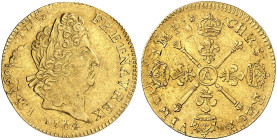 EUROPA. FRANKREICH. - Königreich. Louis XIV., 1643-1715. 
Louis d'or aux insignes 1704, A - Paris.
Friedb. 439, Dupl. 1446 A, Gad. 254 Gold Überpräg...