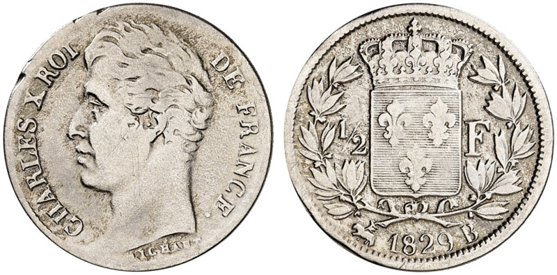 EUROPA. FRANKREICH. - Königreich. Charles X., 1824-1830. 
1/2 Franc 1829, B - R...