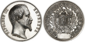 EUROPA. FRANKREICH. - Königreich. Napoléon III., 1852-1870. 
Silbermedaille 1855 (von A. Barre, 59,6 mm), auf die Weltausstellung in Paris. Büste / W...