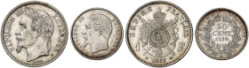 EUROPA. FRANKREICH. - Königreich. Napoléon III., 1852-1870. 
Lot von 2 Stück: 50 Centimes 1859, A - Paris, 1 Franc à la tête laurée 1868, BB - Strasb...