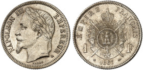 EUROPA. FRANKREICH. - Königreich. Napoléon III., 1852-1870. 
1 Franc à la tête laurée 1867, A - Paris.
Gad. 461 St