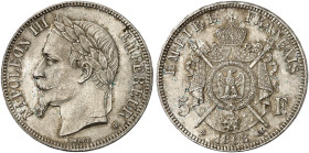 EUROPA. FRANKREICH. - Königreich. Napoléon III., 1852-1870. 
5 Francs à la tête laurée 1868, BB - Strasbourg.
Dav. 96, Gad. 739 winz. Rdf., vz - St...