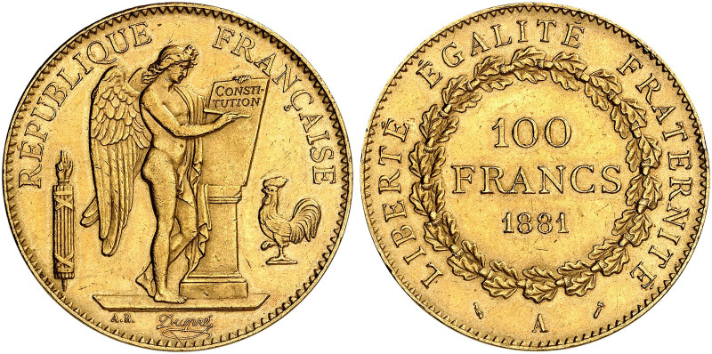 EUROPA. FRANKREICH. III. République, 1871-1940. 
100 Francs type Génie 1881, A ...