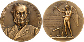 EUROPA. FRANKREICH. Medaillen. 
Bronzemedaille 1886 (von A. Dubois, 67,9 mm). Brustbild des Arztes und Chemikers Charles Adolphe Wurtz v. vorne / Gen...