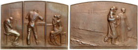 EUROPA. FRANKREICH. Medaillen. 
Bronzeplakette o. J. (1898, von O. Roty, 80,0 x 58,8 mm), auf die Gefängnisanstalt in Fresnes. Dreiteilige Gefängniss...
