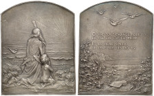 EUROPA. FRANKREICH. Medaillen. 
Silberplakette o. J. (1900, von G. Dupré, 50,5 x 64,0 mm), auf das neue Jahrhundert. Alter Mann und Knabe an Ufer kni...