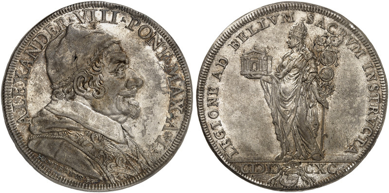 EUROPA. - VATIKAN. Alexander VII., 1689-1691. 
Piastra 1690, A I, Rom.
Dav. 41...