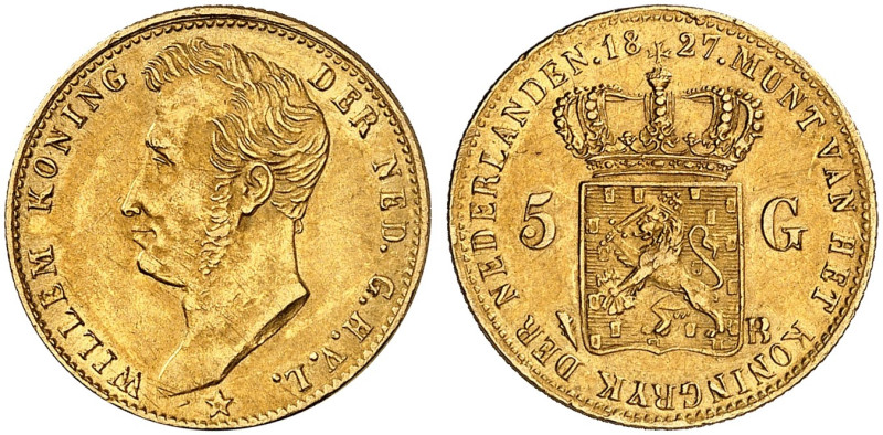 EUROPA. NIEDERLANDE. - Königreich. Wilhelm I., 1815-1840. 
5 Gulden 1827, Brüss...