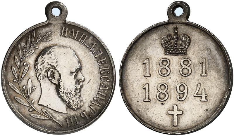 EUROPA. RUSSLAND. Alexander III., 1881-1894. 
Tragbare Silbermedaille 1894 (uns...