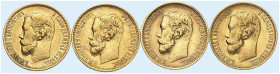 EUROPA. RUSSLAND. Nikolaus II., 1894-1917. 
Lot von 4 Stück: 5 Rubel 1898 (2x), 1889, 1901, St. Petersburg.
Friedb. 168, Uzd. 328, 335, 341, Bitkin ...