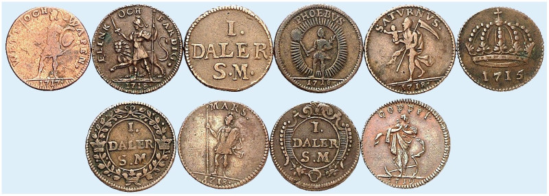 EUROPA. SCHWEDEN. Karl XII., 1697-1718. 
Lot von 10 Stück: Ku-Daler Silvermynt ...