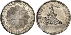 EUROPA. SCHWEIZ. - EIDGENOSSENSCHAFT. 
5 Franken 1861, ohne Wertangabe, Schützenfest in Nidwalden.
Dav. 380, Divo S 6, HMZ 2-1343d vz+ / vz