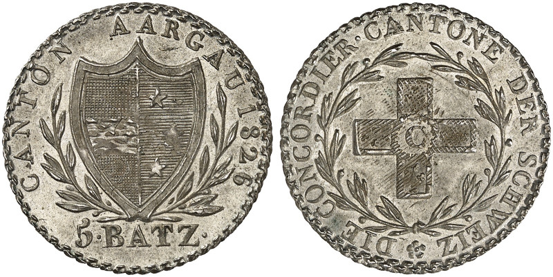 EUROPA. - AARGAU. 
5 Batzen 1826.
D. T. 196, HMZ 2-22j vz - prfr
