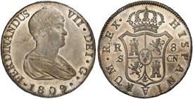 EUROPA. SPANIEN. Fernando VII., 1808-1833. 
8 Reales 1809, Sevilla.
Dav. 319, C. C. 14354 min. justiert, vz - prfr