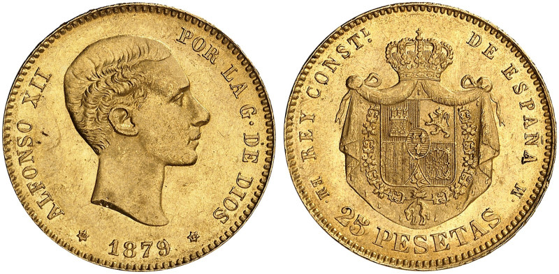 EUROPA. SPANIEN. Alfonso XII., 1874-1885. 
25 Pesetas 1879, Madrid.
Friedb. 34...