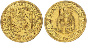 EUROPA. TSCHECHOSLOWAKEI. - Republik, 1918-1992. 
Dukat 1930, Kremnitz, Hl. Wenzel.
Friedb. 2, Schlumb. 21 Gold vz - St