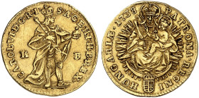 EUROPA. UNGARN. - Königreich. Karl VI., 1711-1740. 
Dukat 1738, Kremnitz.
Friedb. 171, Her. 165, Huszár 1586 Gold l. gewellt, ss