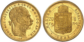 EUROPA. UNGARN. - Königreich. Franz Joseph I., 1848-1916. 
8 Forint 1882, Kremnitz.
Friedb. 243, Her. 266, Huszár 2117, Schlumb. 65 Gold vz