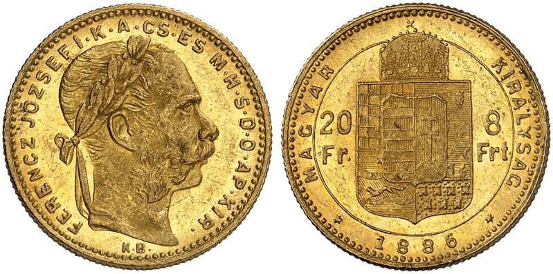 EUROPA. UNGARN. - Königreich. Franz Joseph I., 1848-1916. 
8 Forint 1886, Kremn...