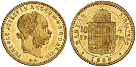 EUROPA. UNGARN. - Königreich. Franz Joseph I., 1848-1916. 
4 Forint 1888, Kremnitz.
Friedb. 247, Her. 311, Huszár 2121, Schlumb. 82 Gold vz