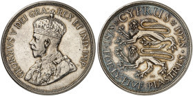 EUROPA. ZYPERN. George V., 1910-1936. 
45 Piaster 1928, 50 Jahre britische Herrschaft.
Dav. 242, KM 19 f. vz