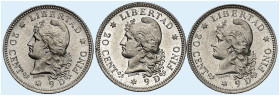 ÜBRIGES AUSLAND. ARGENTINIEN. - Republik seit 1816. 
Lot von 3 Stück: 20 Centavos 1883.
KM 27 vz - St