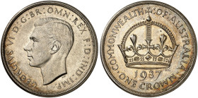 ÜBRIGES AUSLAND. AUSTRALIEN. George VI., 1936-1952. 
Crown 1937.
Dav. 402, KM 34 Patina, vz / f. St