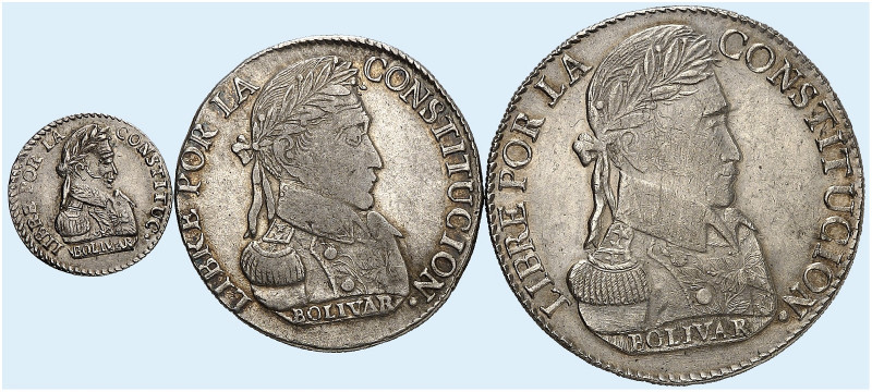 ÜBRIGES AUSLAND. BOLIVIEN. - Republik seit 1825. 
Lot von 3 Stück: 4 Soles 1829...